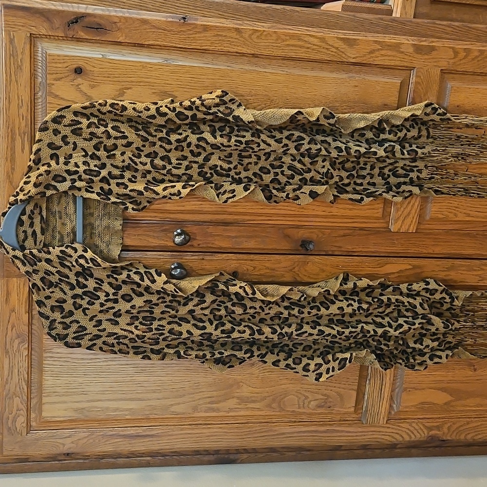 Leopard Print Fringe Scarf